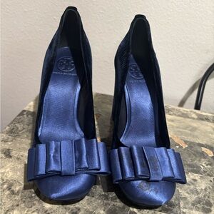 Tory Burch Midnight Blue Heels with Bow